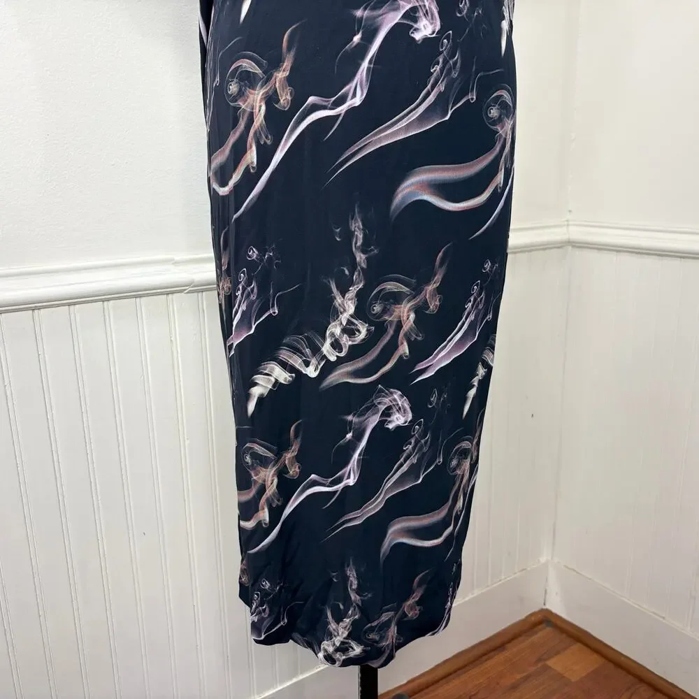 & Other Stories US Size 4 Dress Fume Smoke Print Midi Keyhole Back Avant Garde
